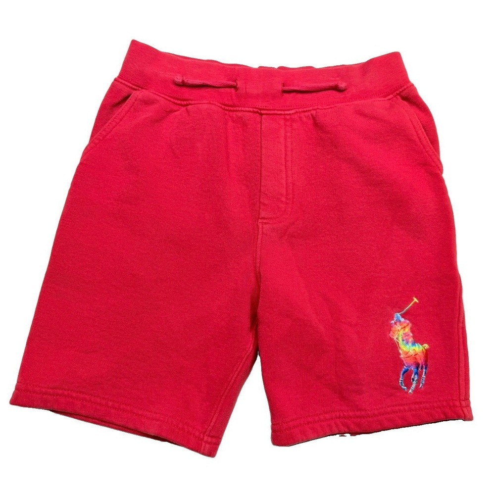 Polo Ralph Lauren Boys Big Pony Fleece Sweat Shorts Red Size 7 Stretch Waist